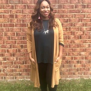 Plus Size Lightweight, Long-Line Tan Cardigan